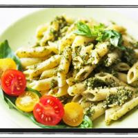 Spinach Pesto Penne with Sun Dried Tomatoes