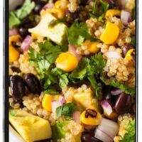 Quinoa, corn, and avocado salad