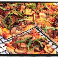Gluten Free Mushroom and Onion Pizza with Sun Dried Tomatoes