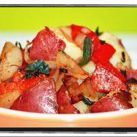 Roasted Red Potatoes with Peppers, Onion and Basil