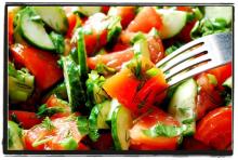 Heirloom Tomato Salad with Cucumber and Fresh Dill