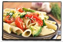 Penne Pasta with Baked Zucchini and Tomato